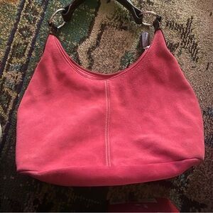 Lands’ End Elegant Pink Suede Hobo Bag